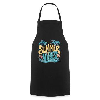 Summer Vibes Soleil Vacances Palmiers - Tablier de cuisine - noir - Devant - AI Model Male 185 dark (185cm)