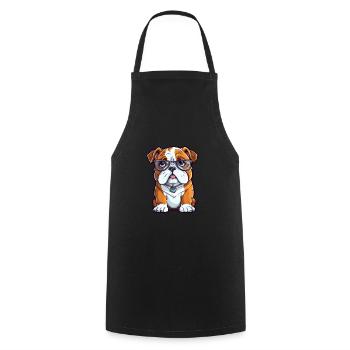 English Bulldog Dog Breed Watercolor Cartoon Kawai - Cooking Apron - black - Front - AI Model Male 185 dark (185cm)