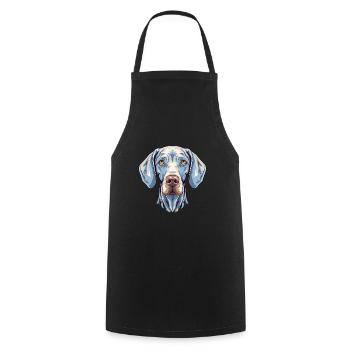 Braque de Weimar chien race aquarelle dessin animé Kawaii Col - Tablier de cuisine - noir - Devant - AI Model Male 185 dark (185cm)