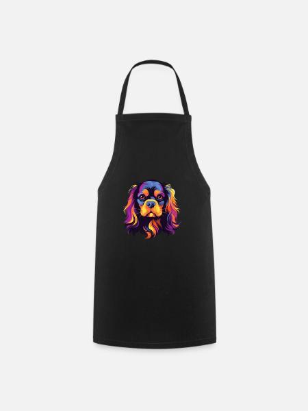 Cavalier King Charles Spaniel chien race aquarelle - Tablier de cuisine - noir