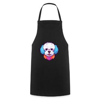 Bichon Frise chien race aquarelle dessin animé Kawaii C - Tablier de cuisine - noir - Devant - AI Model Male 185 dark (185cm)