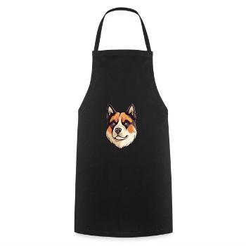 Akita Hunderasse Aquarell Karikatur Kawaii Bunt - Kochschürze - Schwarz - Vorne - AI Model Male 185 dark (185cm)