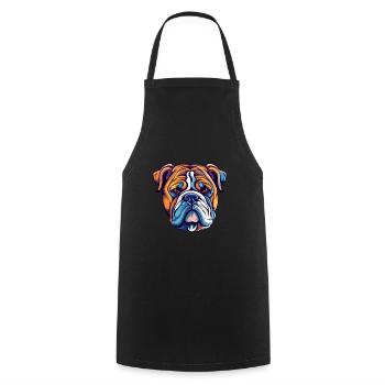 Bulldogge Hund Rasse Aquarell Karikatur Kawaii Colorf - Kochschürze - Schwarz - Vorne - AI Model Male 185 dark (185cm)