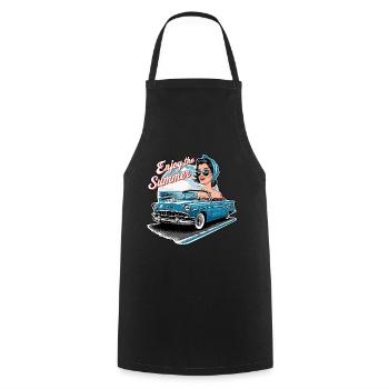 Femme cabriolet Profitez de l’été des années 1950 1960 - Tablier de cuisine - noir - Devant - AI Model Male 185 dark (185cm)