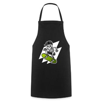 Skeleton Skull Skater Skateboarder Skateboarder - Cooking Apron - black - Front - AI Model Male 185 dark (185cm)