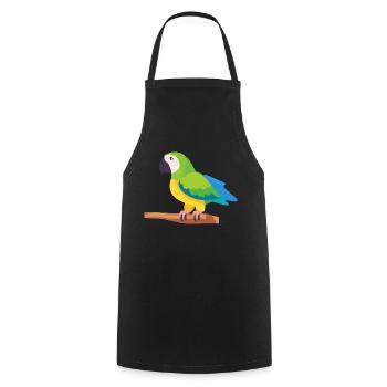 Papagei bunt Ara Vogel auf Ast - Kochschürze - Schwarz - Vorne - AI Model Male 185 dark (185cm)