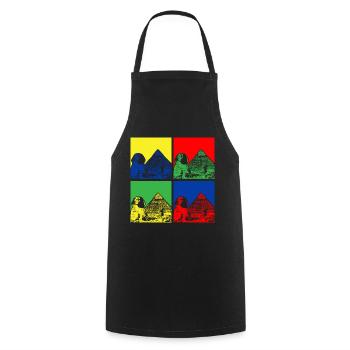 Egyptian Legacy Pop Art Sphinx Pyramids - Cooking Apron - black - Front - AI Model Male 185 dark (185cm)