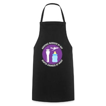 Air Traffic Controller ATC Aviation Humor Airplane - Cooking Apron - black - Front - AI Model Male 185 dark (185cm)