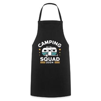 Camping Squad 2024 Wohnwagen Campen - Kochschürze - Schwarz - Vorne - AI Model Male 185 dark (185cm)