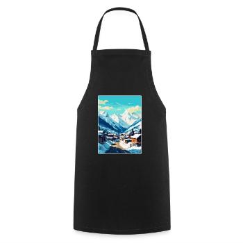 Ischgl Österreich Vintage Reiseplakat Souvenir WPA - Kochschürze - Schwarz - Vorne - AI Model Male 185 dark (185cm)