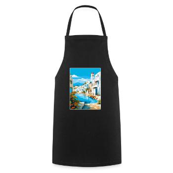Paros Greece Vintage Travel Poster WPA Souvenir - Cooking Apron - black - Front - AI Model Male 185 dark (185cm)