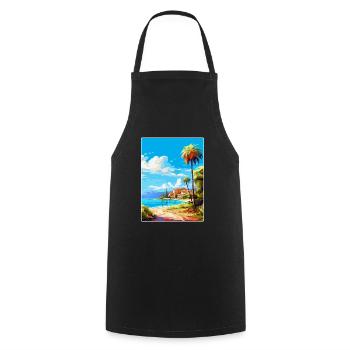 Alcudia Espagne Affiche de voyage vintage WPA Souvenir - Tablier de cuisine - noir - Devant - AI Model Male 185 dark (185cm)