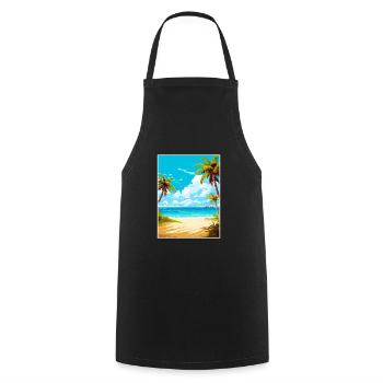 Turks and Caicos Islands Caribbean Travel Poster - Cooking Apron - black - Front - AI Model Male 185 dark (185cm)