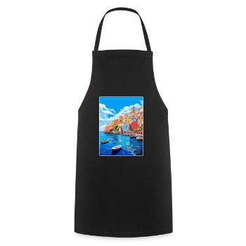 Ponza Italy Vintage Travel Poster WPA Art Souvenir - Cooking Apron - black - Front - AI Model Male 185 dark (185cm)