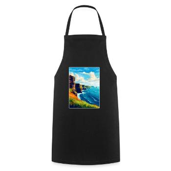 Falaises de Moher Irlande Royaume-Uni Affiche de voyage vintage - Tablier de cuisine - noir - Devant - AI Model Male 185 dark (185cm)