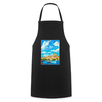 San Antonio Spanien Vintage Reiseplakat Souvenir - Kochschürze - Schwarz - Vorne - AI Model Male 185 dark (185cm)