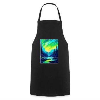 Aurora Borealis Island Vintage Reiseplakat WPA - Kochschürze - Schwarz - Vorne - AI Model Male 185 dark (185cm)