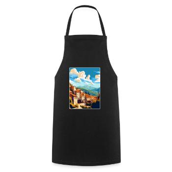 Cuenca Espagne Affiche de voyage vintage WPA Souvenir - Tablier de cuisine - noir - Devant - AI Model Male 185 dark (185cm)