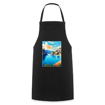 Crète Grèce Affiche de voyage vintage WPA Souvenir - Tablier de cuisine - noir - Devant - AI Model Male 185 dark (185cm)