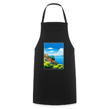 Lac de Bolsena Italie Affiche de voyage vintage souvenir - Tablier de cuisine - noir - Devant - AI Model Male 185 dark (185cm)