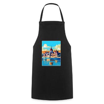 Budapest Ungarn Vintage Reiseplakat Souvenir - Kochschürze - Schwarz - Vorne - AI Model Male 185 dark (185cm)