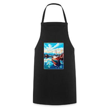 Husavik Iceland Vintage Travel Poster Souvenir WPA - Cooking Apron - black - Front - AI Model Male 185 dark (185cm)