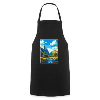 Parc national de Yosemite Californie Affiche de voyage - Tablier de cuisine - noir - Devant - AI Model Male 185 dark (185cm)