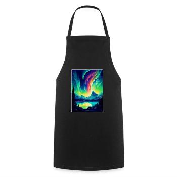 Northern Lights Iceland Mur d’affiches de voyage vintage - Tablier de cuisine - noir - Devant - AI Model Male 185 dark (185cm)