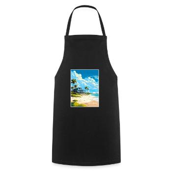 Turks and Caicos Islands Caribbean Travel Poster - Cooking Apron - black - Front - AI Model Male 185 dark (185cm)