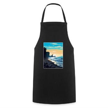 Schwarzer Sandstrand Island Vintage Reiseposter WPA - Kochschürze - Schwarz - Vorne - AI Model Male 185 dark (185cm)