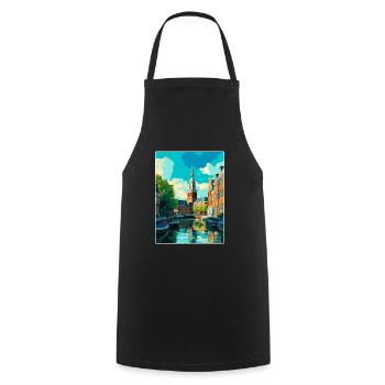 Groningue Pays-Bas Affiche de voyage vintage WPA - Tablier de cuisine - noir - Devant - AI Model Male 185 dark (185cm)