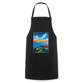 Reykjavik Iceland Vintage Travel Poster Souvenir - Cooking Apron - black - Front - AI Model Male 185 dark (185cm)