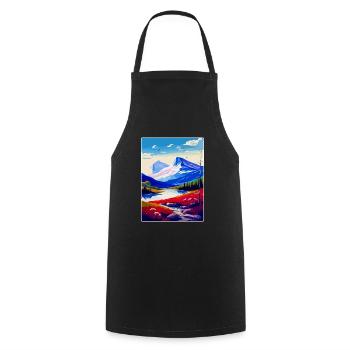 Skandinavische Berge Norwegen Reiseposter WPA - Kochschürze - Schwarz - Vorne - AI Model Male 185 dark (185cm)