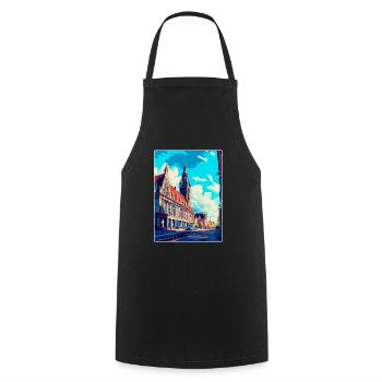 Leipzig Deutschland Vintage Reiseplakat Souvenir WPA - Kochschürze - Schwarz - Vorne - AI Model Male 185 dark (185cm)