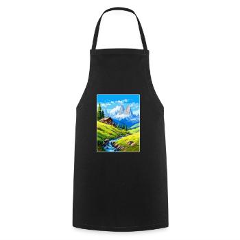 Dolomiten Italien Vintage Reiseplakat Souvenir WPA - Kochschürze - Schwarz - Vorne - AI Model Male 185 dark (185cm)