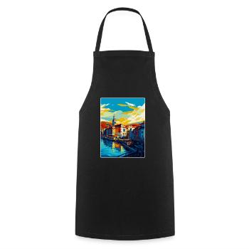 Bilbao Spain Vintage Travel Poster WPA Souvenir - Cooking Apron - black - Front - AI Model Male 185 dark (185cm)