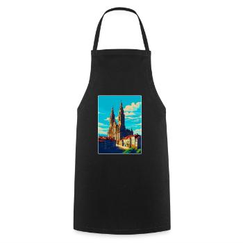 Santiago De Compostela Spain Vintage Travel Poster - Cooking Apron - black - Front - AI Model Male 185 dark (185cm)