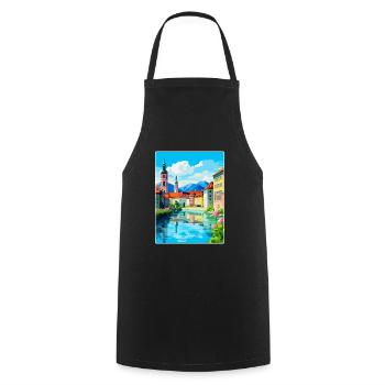 Ljubljana Slovenia Vintage Travel Poster Souvenir - Cooking Apron - black - Front - AI Model Male 185 dark (185cm)