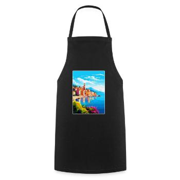 La Spezia Italien Vintage Reiseplakat Souvenir WPA - Kochschürze - Schwarz - Vorne - AI Model Male 185 dark (185cm)