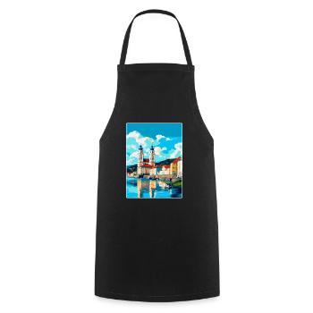 Passau Germany Vintage Travel Poster Souvenir WPA - Cooking Apron - black - Front - AI Model Male 185 dark (185cm)