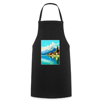 Lac d’Annecy France Affiche de voyage vintage souvenir - Tablier de cuisine - noir - Devant - AI Model Male 185 dark (185cm)