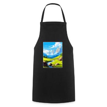 Picos De Europa National Park Spain Travel Poster - Cooking Apron - black - Front - AI Model Male 185 dark (185cm)