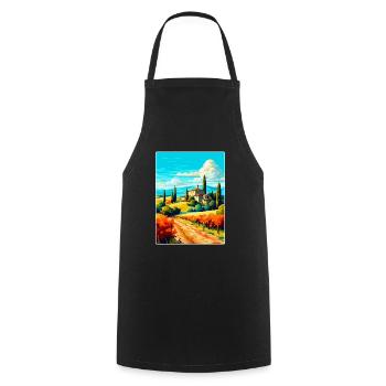 Tuscany Italy Vintage Travel Poster WPA Souvenir - Cooking Apron - black - Front - AI Model Male 185 dark (185cm)