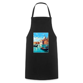 Venice Italy Vintage Travel Poster WPA Souvenir - Cooking Apron - black - Front - AI Model Male 185 dark (185cm)