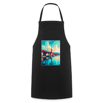 Zurich Suisse Affiche de voyage vintage souvenir - Tablier de cuisine - noir - Devant - AI Model Male 185 dark (185cm)