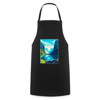 Die Fjorde Norwegen Vintage Reiseplakat Souvenir - Kochschürze - Schwarz - Vorne - AI Model Male 185 dark (185cm)