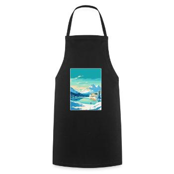 St Moritz Switzerland Vintage Travel Poster WPA - Cooking Apron - black - Front - AI Model Male 185 dark (185cm)