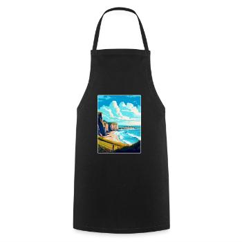 Normandie France Affiche de voyage vintage Souvenir WPA - Tablier de cuisine - noir - Devant - AI Model Male 185 dark (185cm)