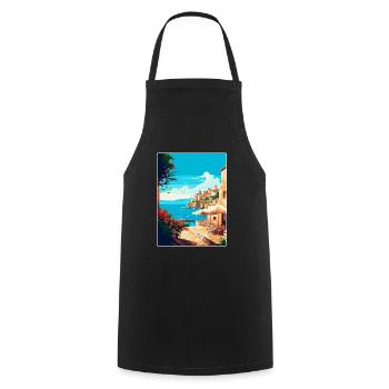 Rhodes Grèce Vintage Voyage Poster WPA Souvenir - Tablier de cuisine - noir - Devant - AI Model Male 185 dark (185cm)