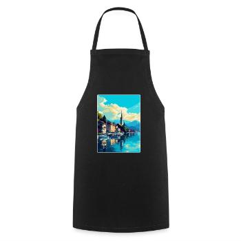 Bregenz Österreich Vintage Reiseplakat Souvenir WPA - Kochschürze - Schwarz - Vorne - AI Model Male 185 dark (185cm)